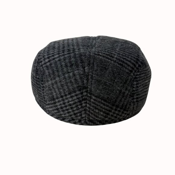 Mens Charcoal Plaid Flat Cap Mens L Classic Newsboy Ivy Hat Cabbie Style Fall - Picture 8 of 10